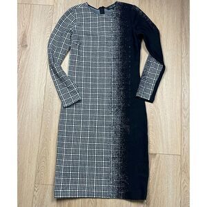 Rickie Freeman for Teri Jon Rhinestones Tweed Wool blend Knit Dress, US 6
